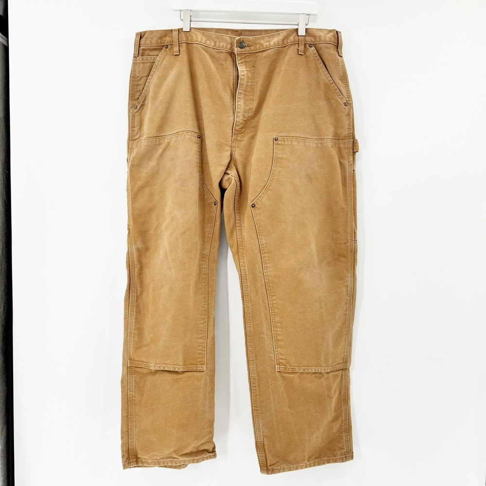Carhartt Double Front Pants Mens 40x30 Brown Good B136 Duck Canvas Logger